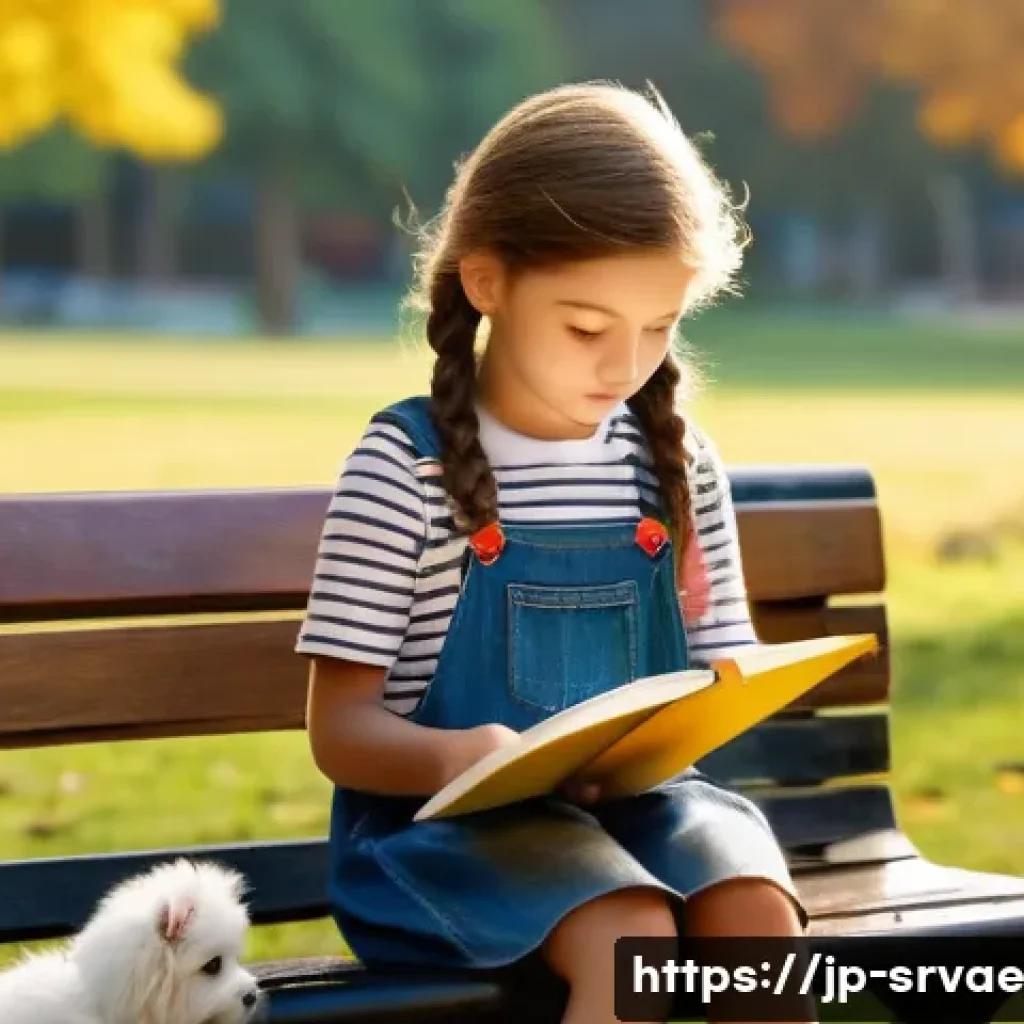 서비스 디자인에서의 변화 관리 방법 - **Prompt:** "A young girl (8 years old) with bright, curious eyes and long, braided brown hair, sitt...