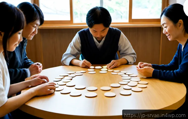 서비스 디자인의 실험적 접근법 연구 - Photorealistic service design research workshop in a modern Japanese community center, diverse adult...